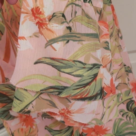 J. Jill Pink Tropical Floral Bell Sleeve Tunic - Picture 6 of 15